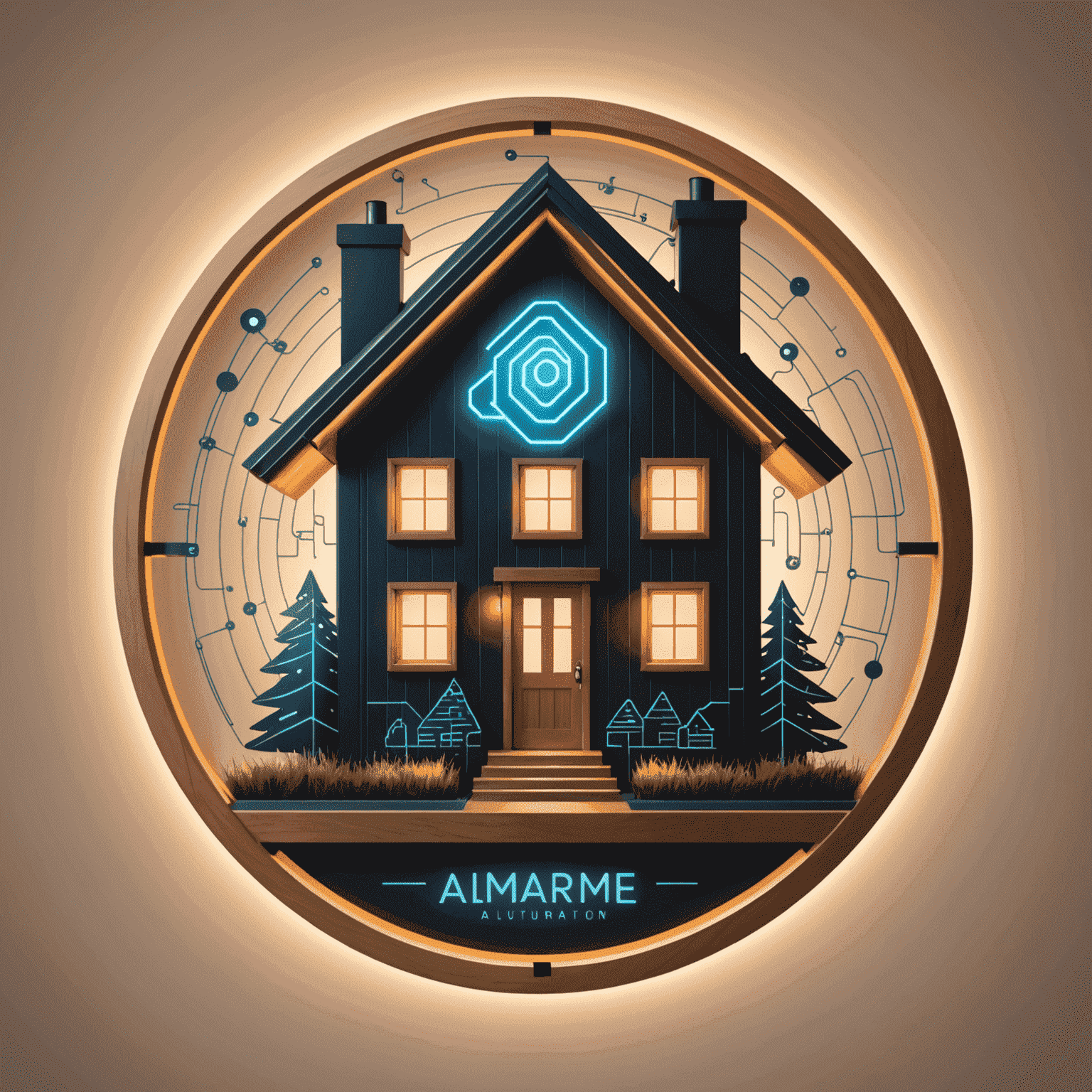 Smart Home Automation logo featuring a stylized house with glowing circuits