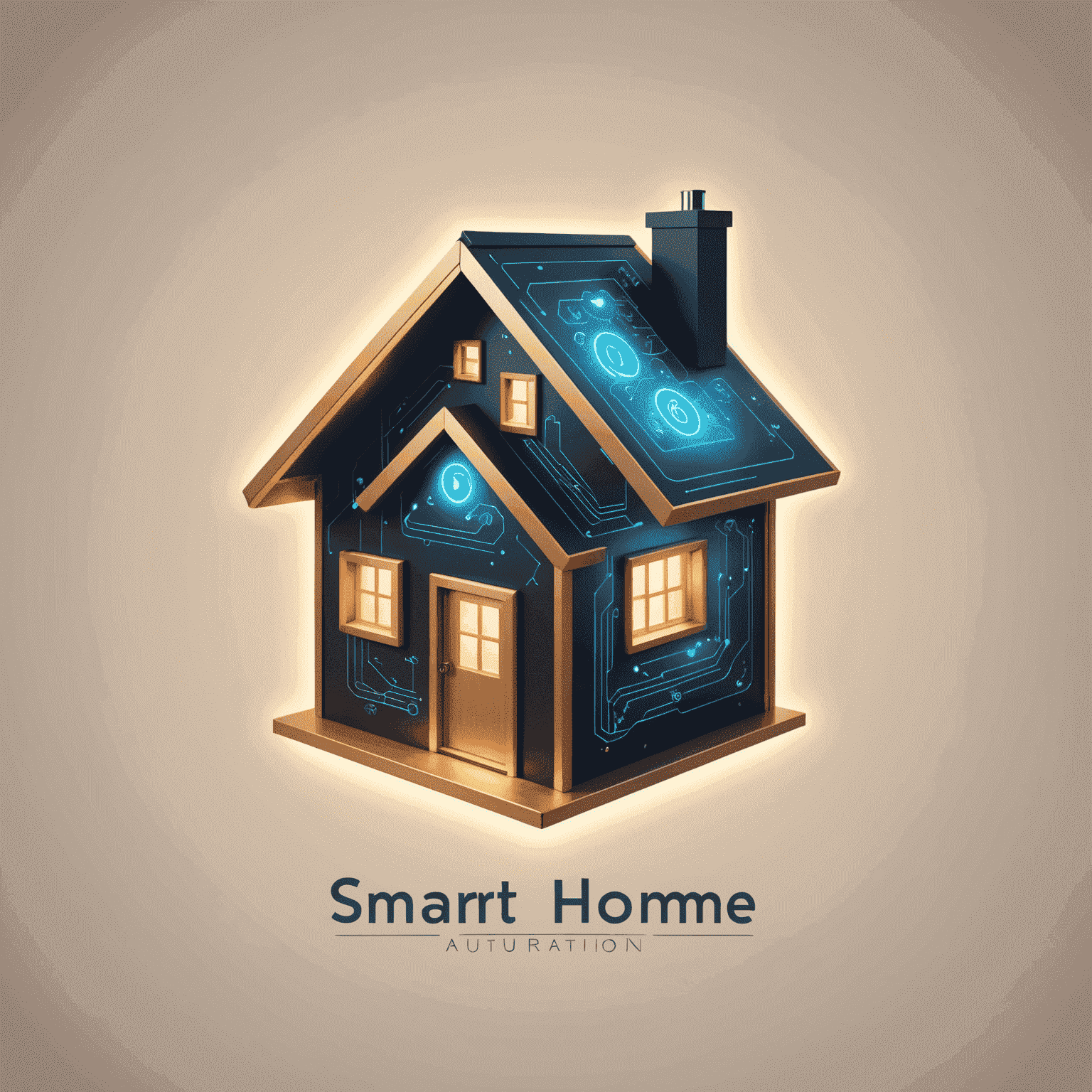 Smart Home Automation logo featuring a stylized house with glowing circuits