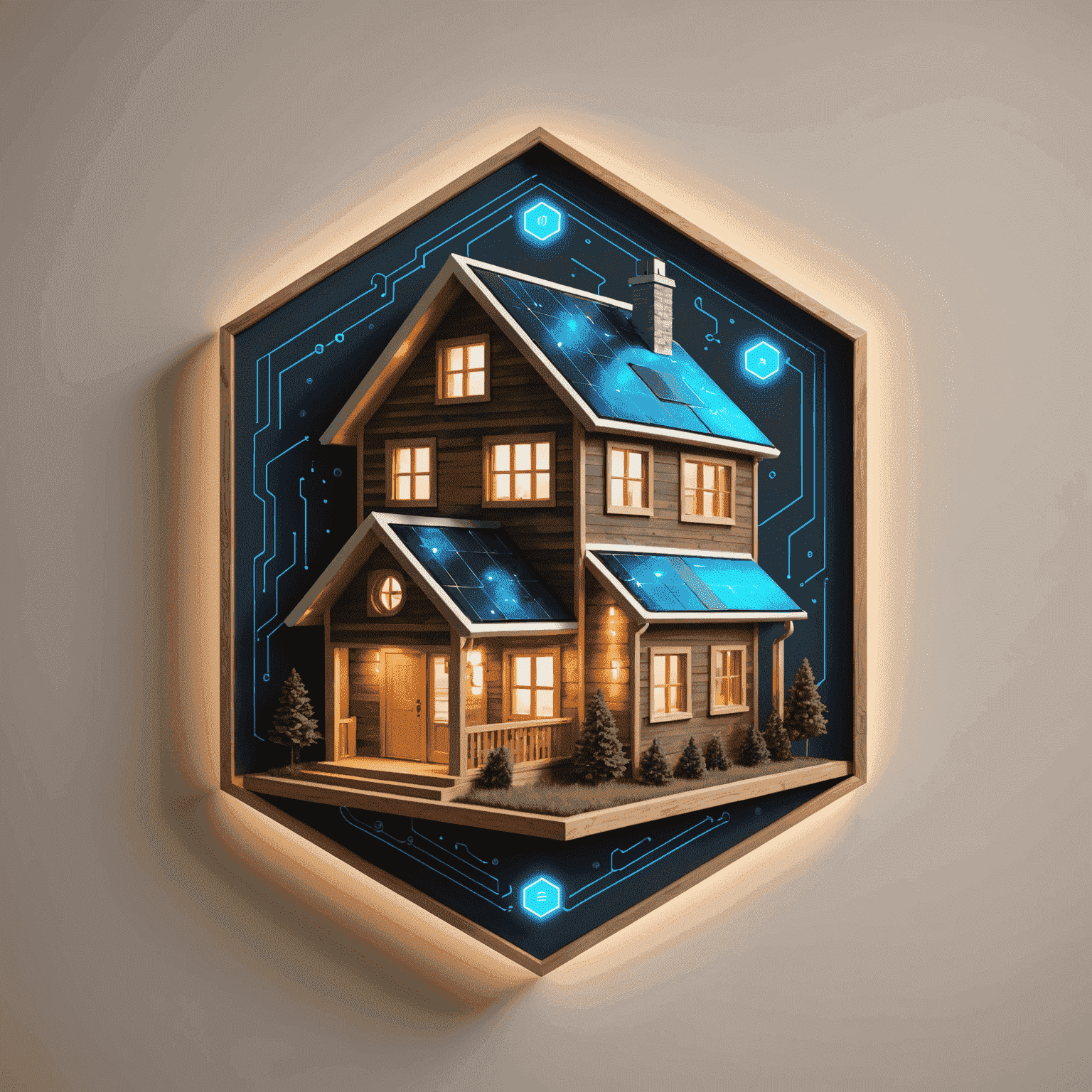 Smart Home Automation logo featuring a stylized house with glowing circuits